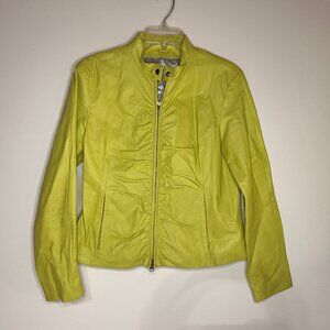 Wilson Leather Maxima Neon Green Leather Moto Style Jacket Women Size L